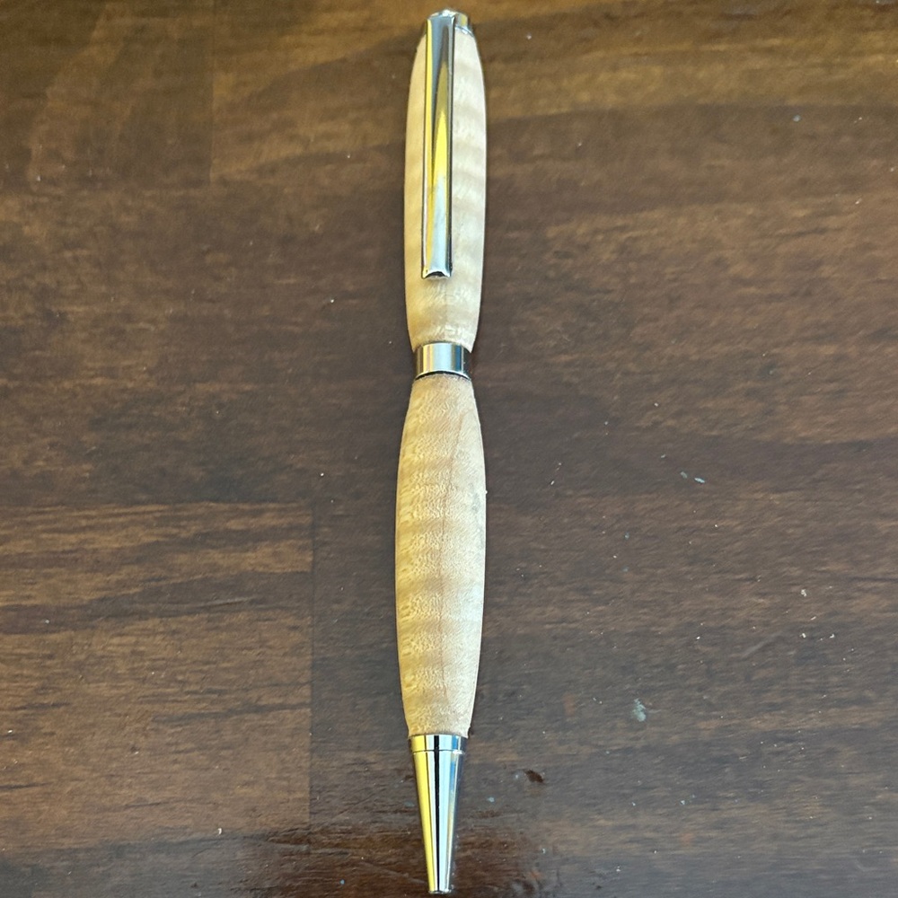 Elegant Wooden Ballpoint Pen with Silver Accents